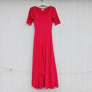 LuLaRoe Women’s XS Dress Pink Ana Maxi Long Fit N Flare Causal Comfort